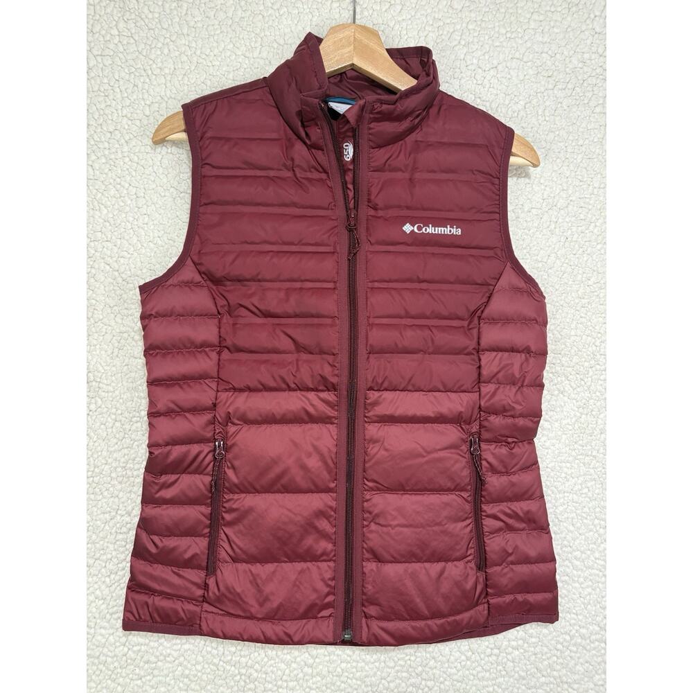 Columbia McKay Lake 650 Down Puffer Vest Women’s Small Maroon Burgundy Outdoor